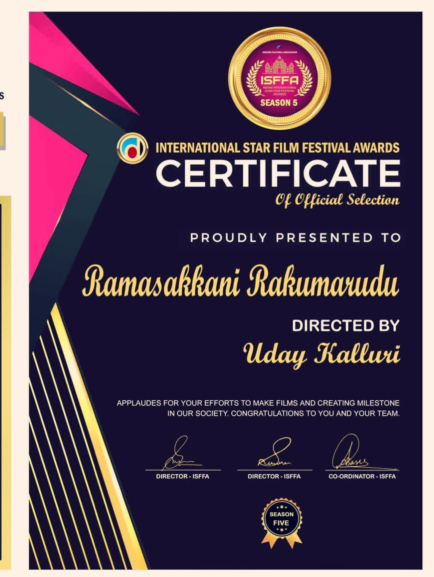 Uday Productions Award