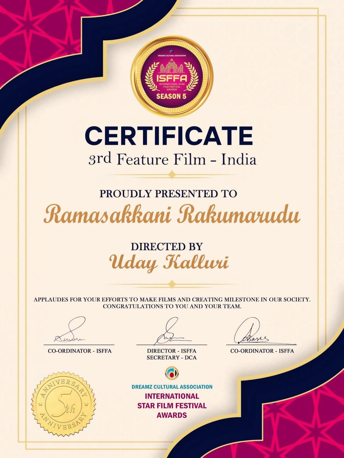 Uday Productions Award