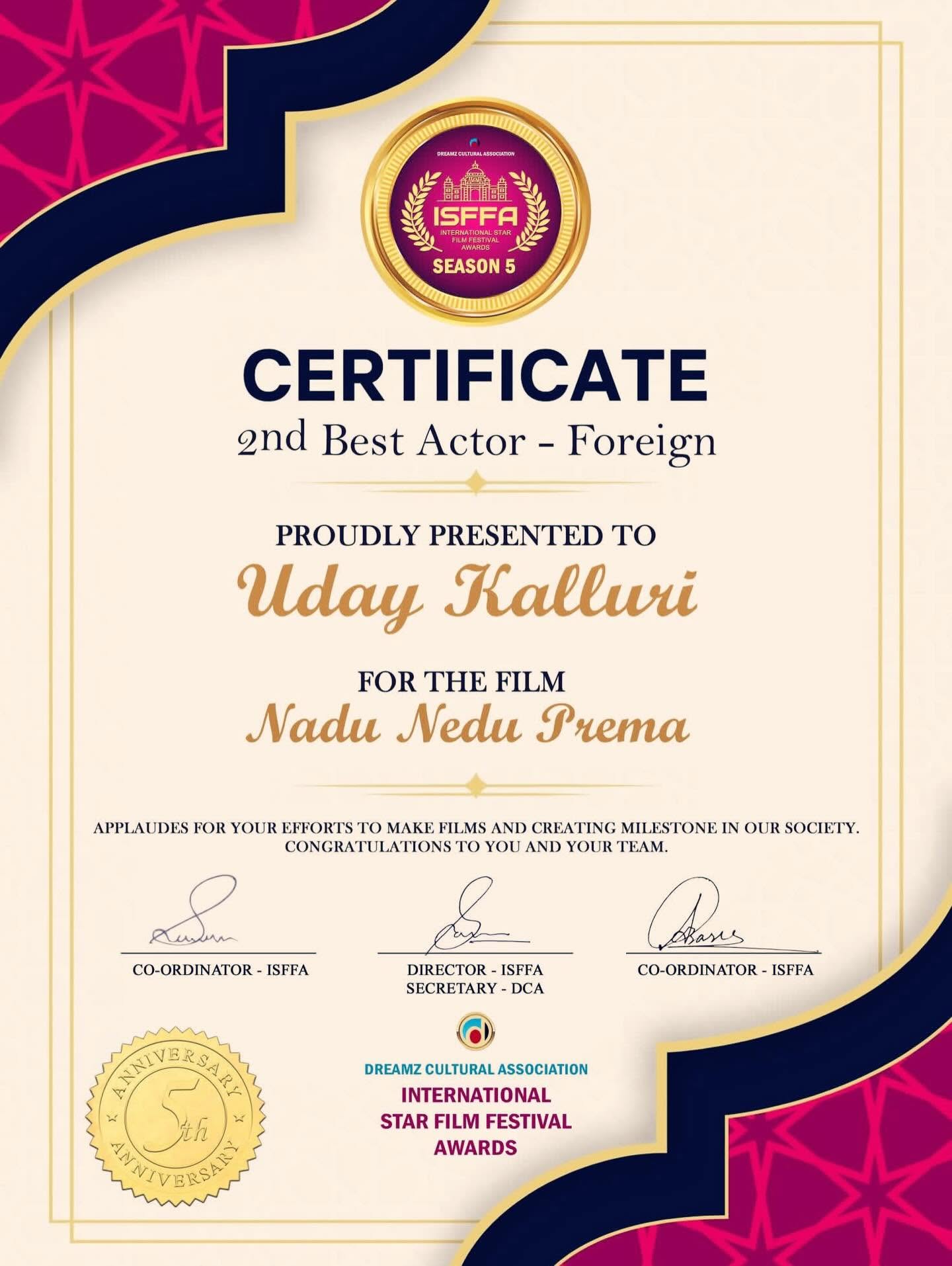 Uday Productions Award