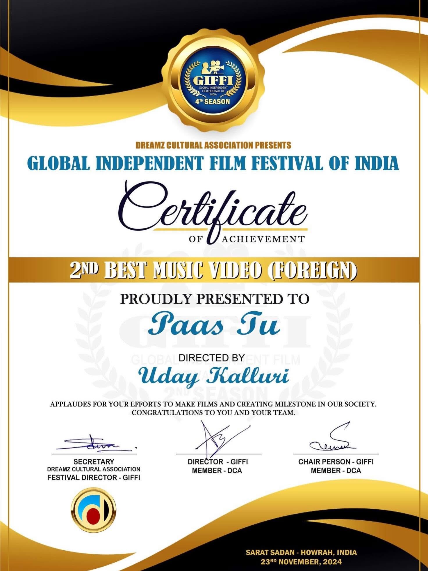 Uday Productions Award